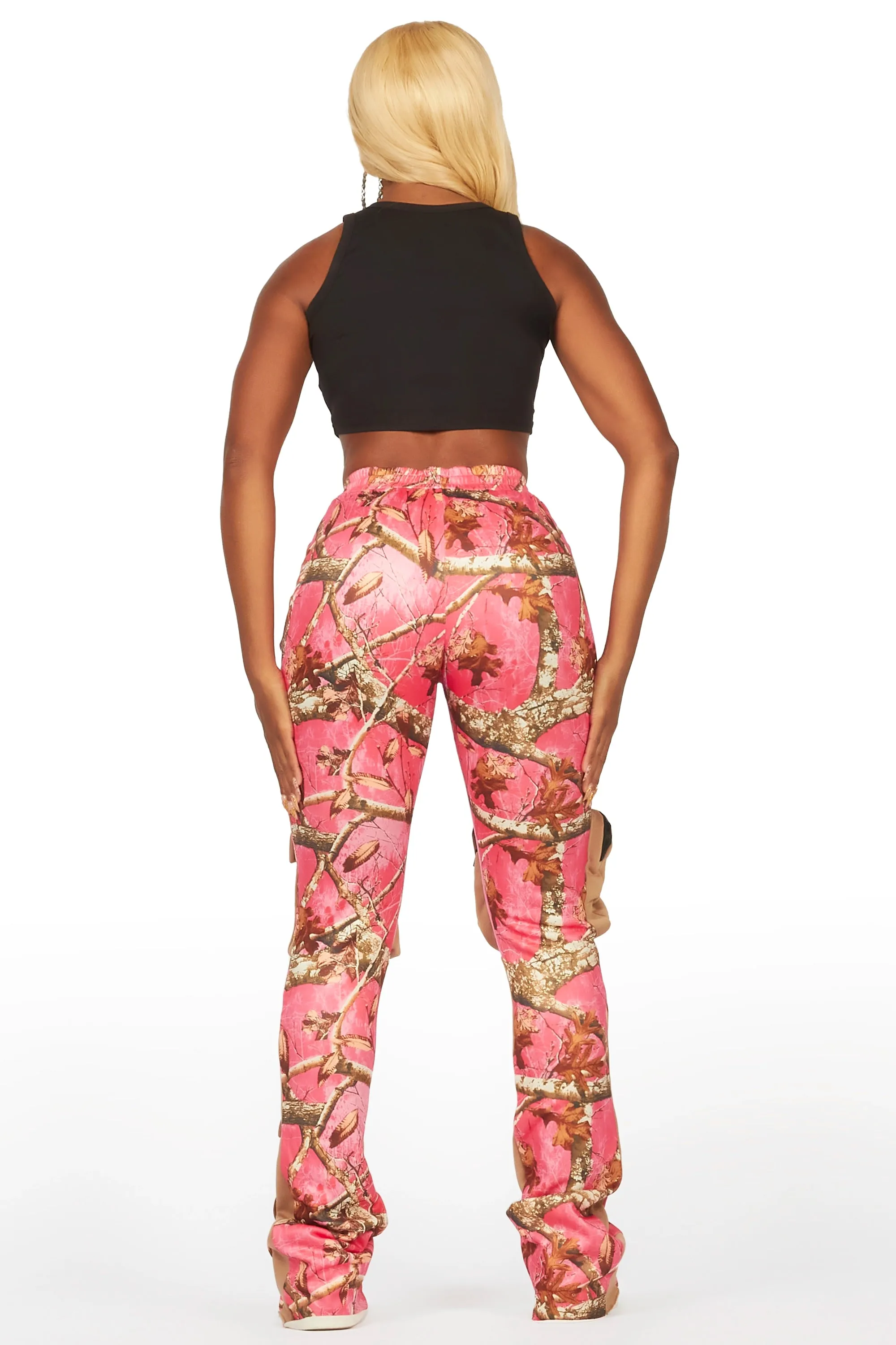 Norika Pink Tree Camo Stacked Track Pant