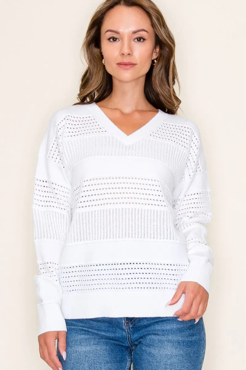 Open Knit Vneck Pullovers - 2 Colors!