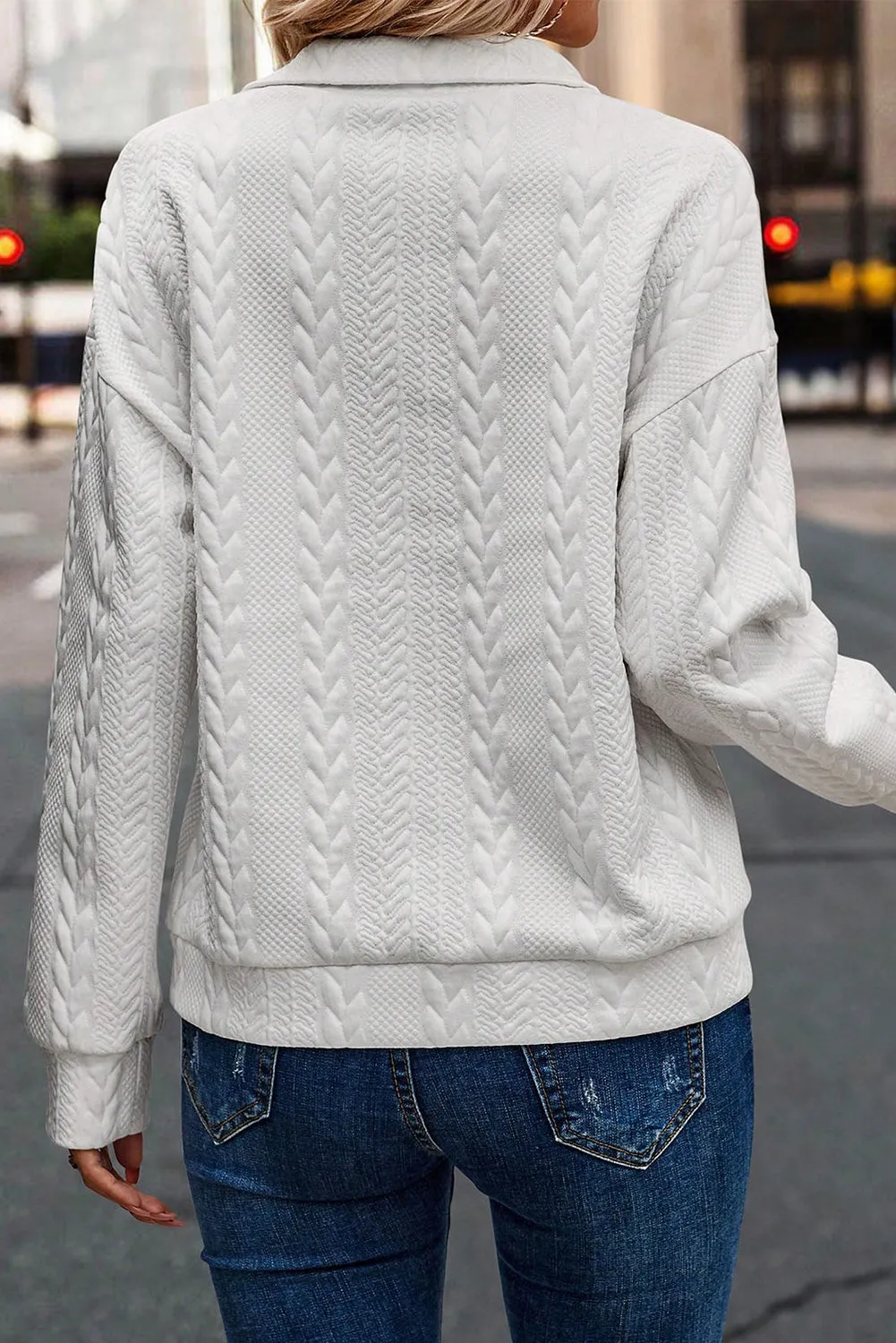 Phoenix Zip up Cable Textured Sweatshirt