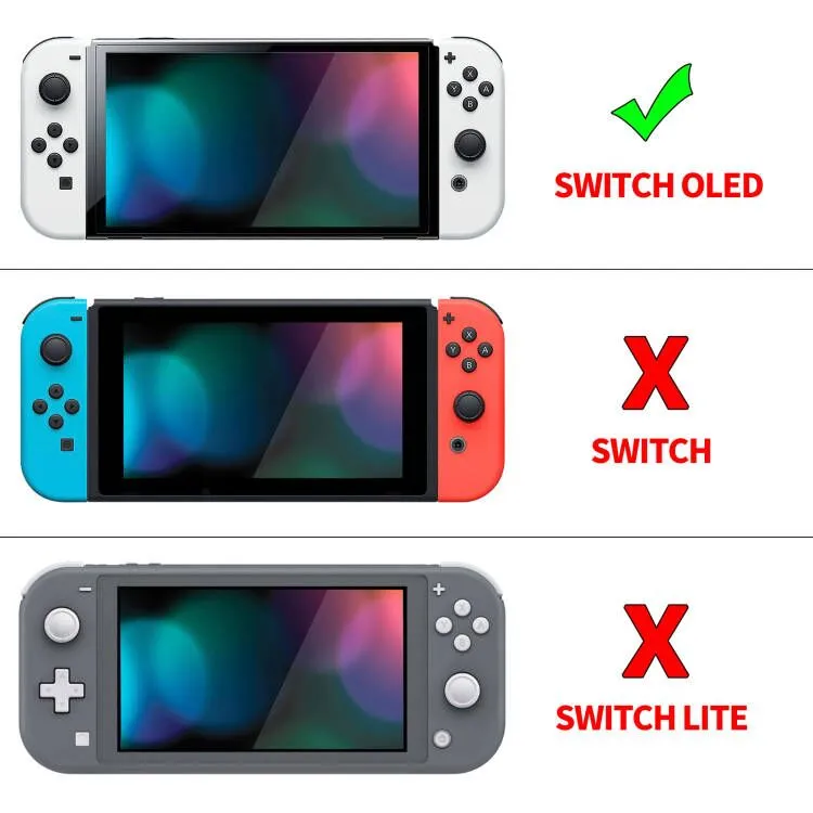 PlayVital AlterGrips Protective Slim Case for Nintendo Switch OLED, Ergonomic Grip Cover for Joycon, Dockable Hard Shell for Switch OLED w/Thumb Grip Caps & Button Caps - Misty Green - JSOYP3009