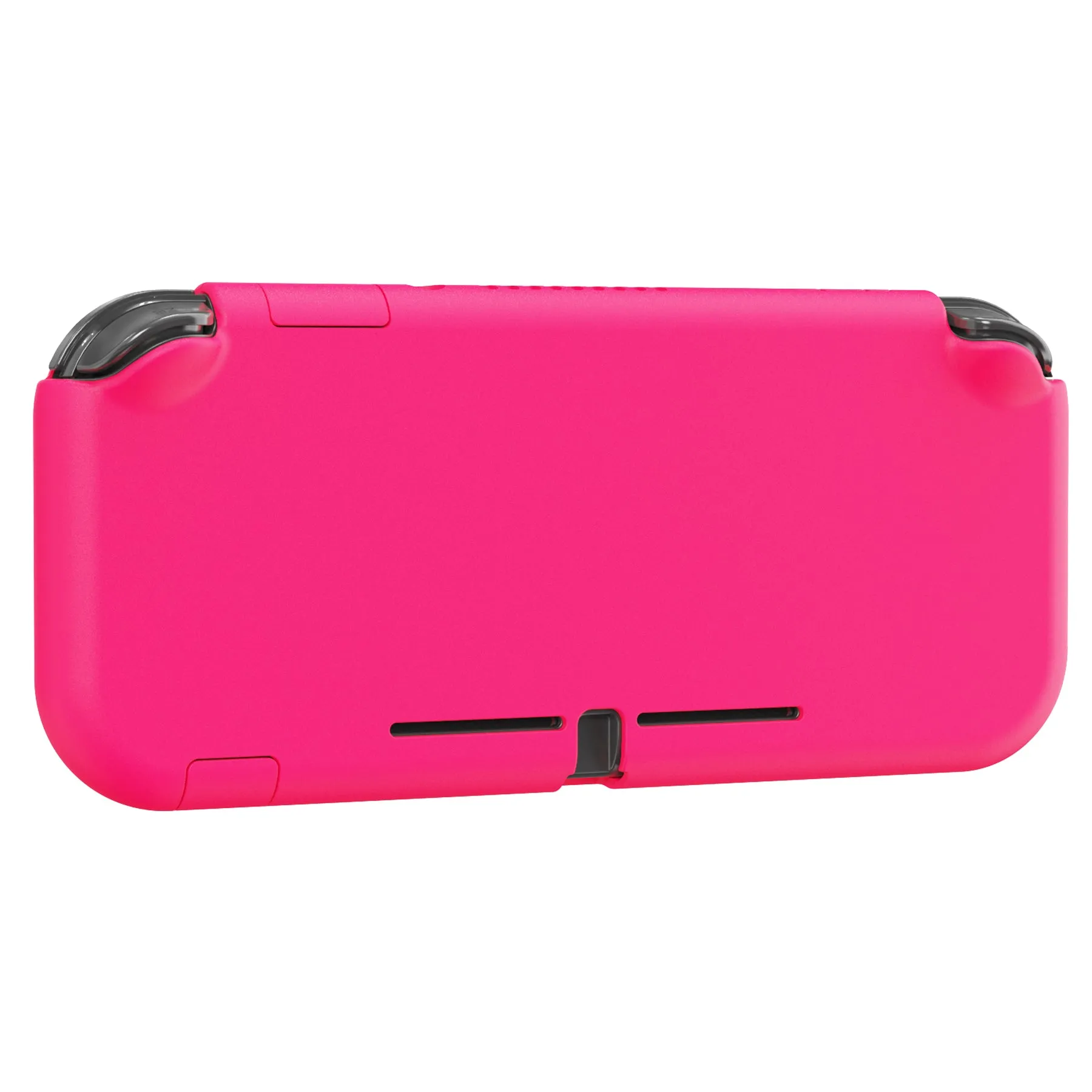 PlayVital Customized Protective Grip Case for NS Switch Lite, Bright Pink Hard Cover Protector for NS Switch Lite - 1 x Black Border Tempered Glass Screen Protector Included - YYNLP008