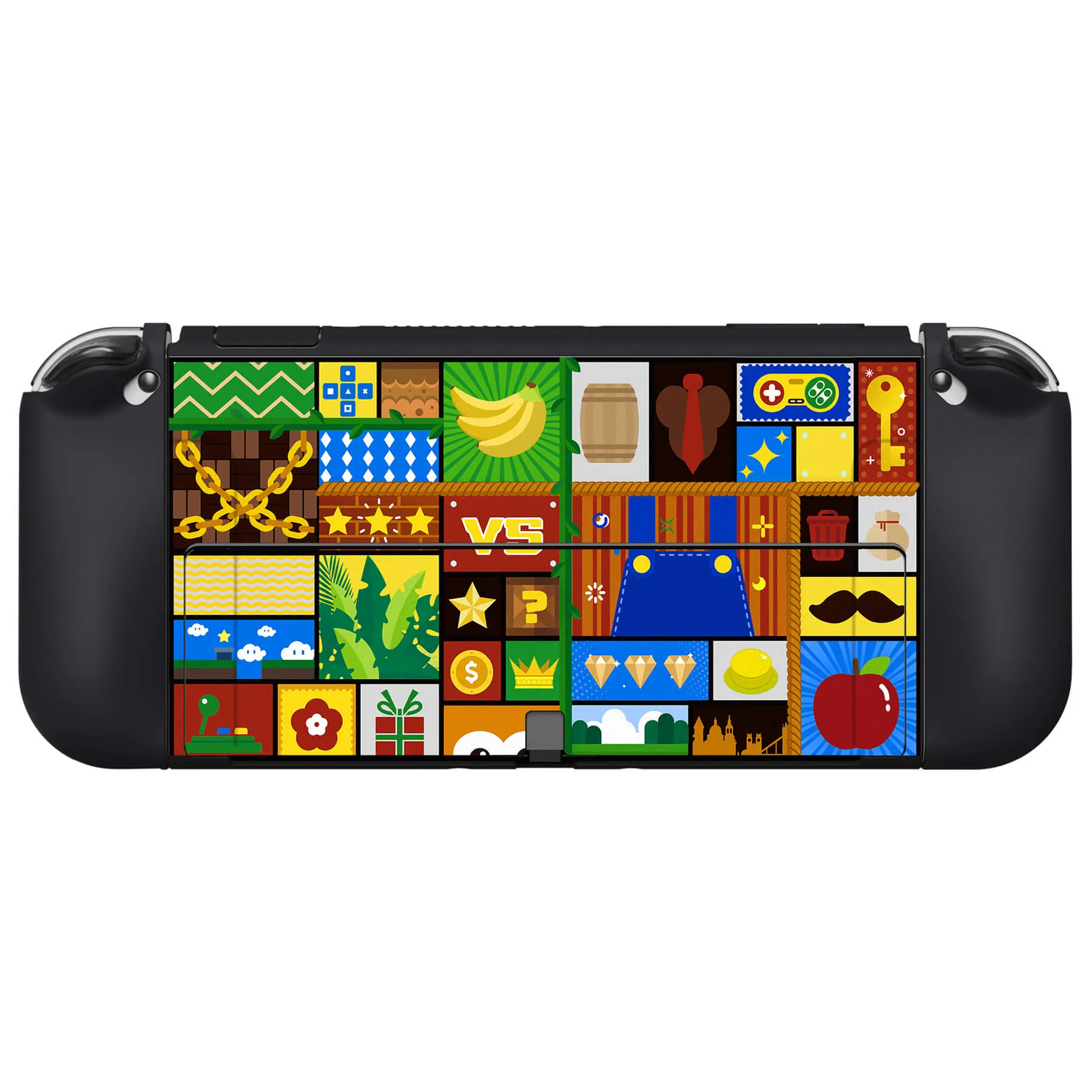 PlayVital ZealProtect Soft Protective Case for Switch OLED, Flexible Protector Joycon Grip Cover for Switch OLED with Thumb Grip Caps & ABXY Direction Button Caps - Puzzle Adventure - XSOYV6048