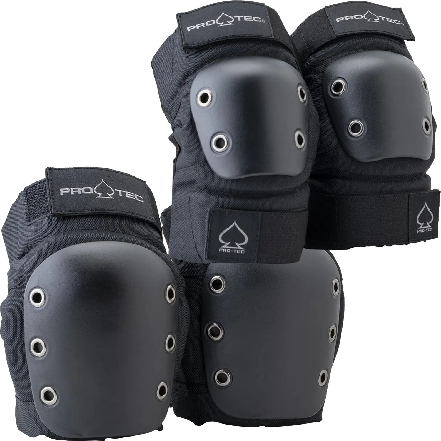 ProTec Open Back Knee/Elbow Combo Pad Set - Black