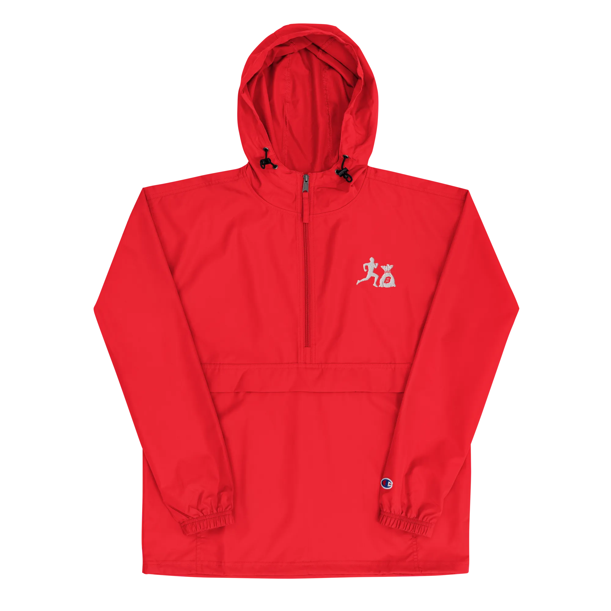 "Run it up" Red (White logo) [Embroidered] Champion Windbreaker