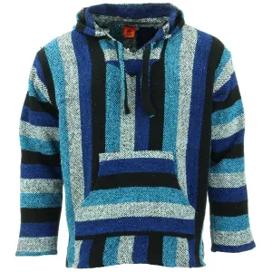 Recycled Mexican Baja Jerga Hoody - Blue Mix