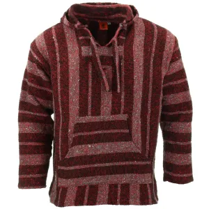 Recycled Mexican Baja Jerga Hoody - Maroon Grey