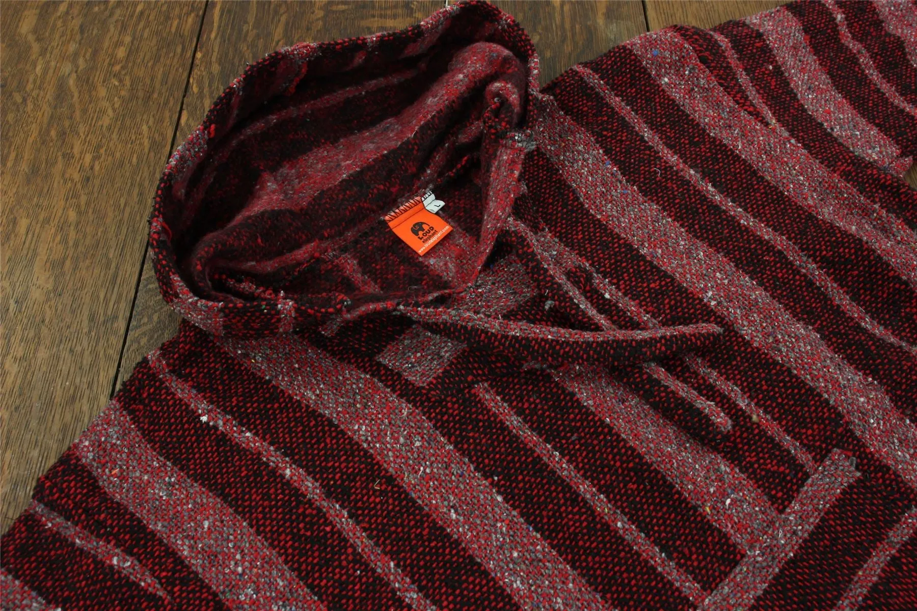 Recycled Mexican Baja Jerga Hoody - Maroon Grey