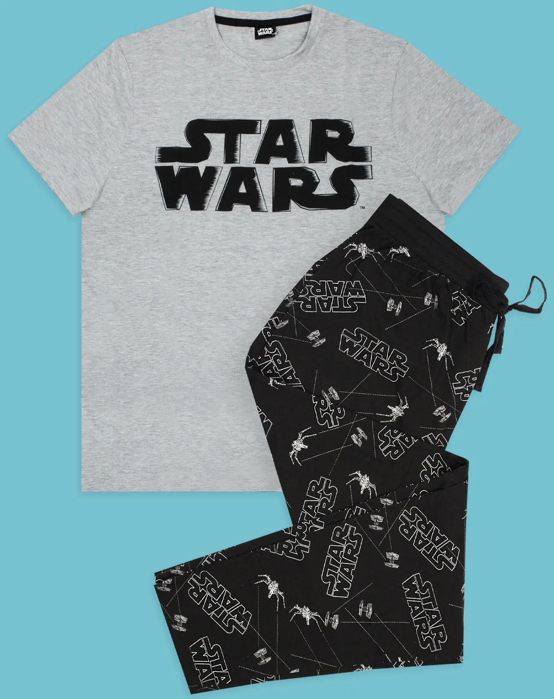 Star Wars Distressed Logo Men's Loungepants & T-Shirt Pyjama Set