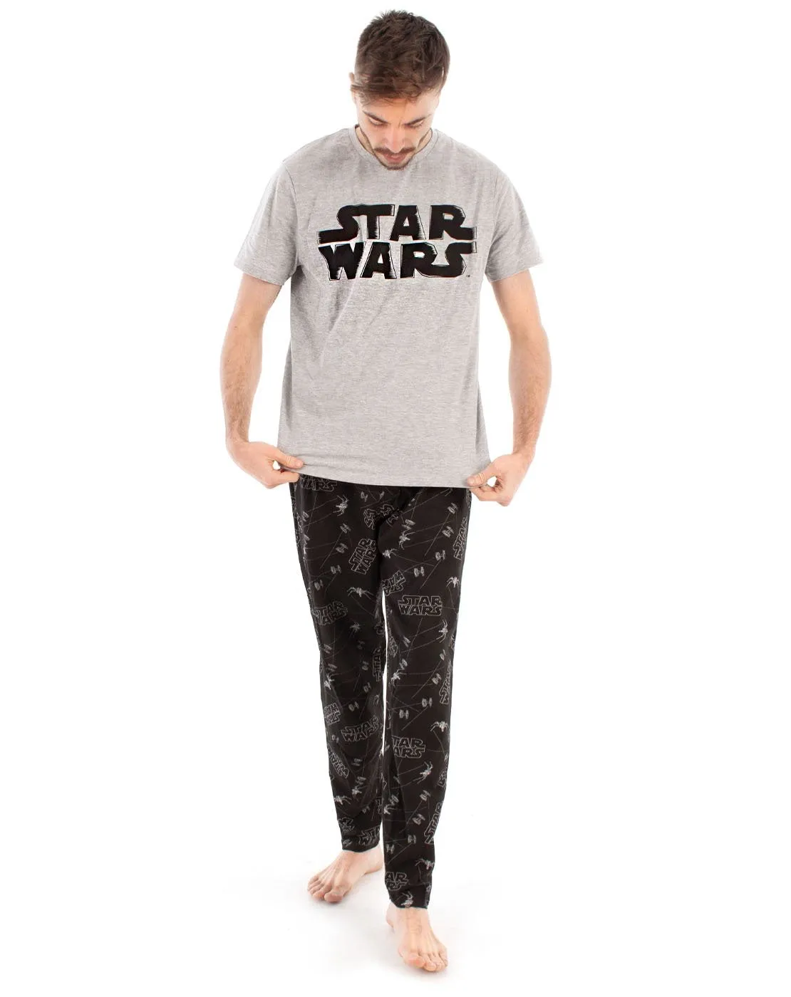 Star Wars Distressed Logo Men's Loungepants & T-Shirt Pyjama Set