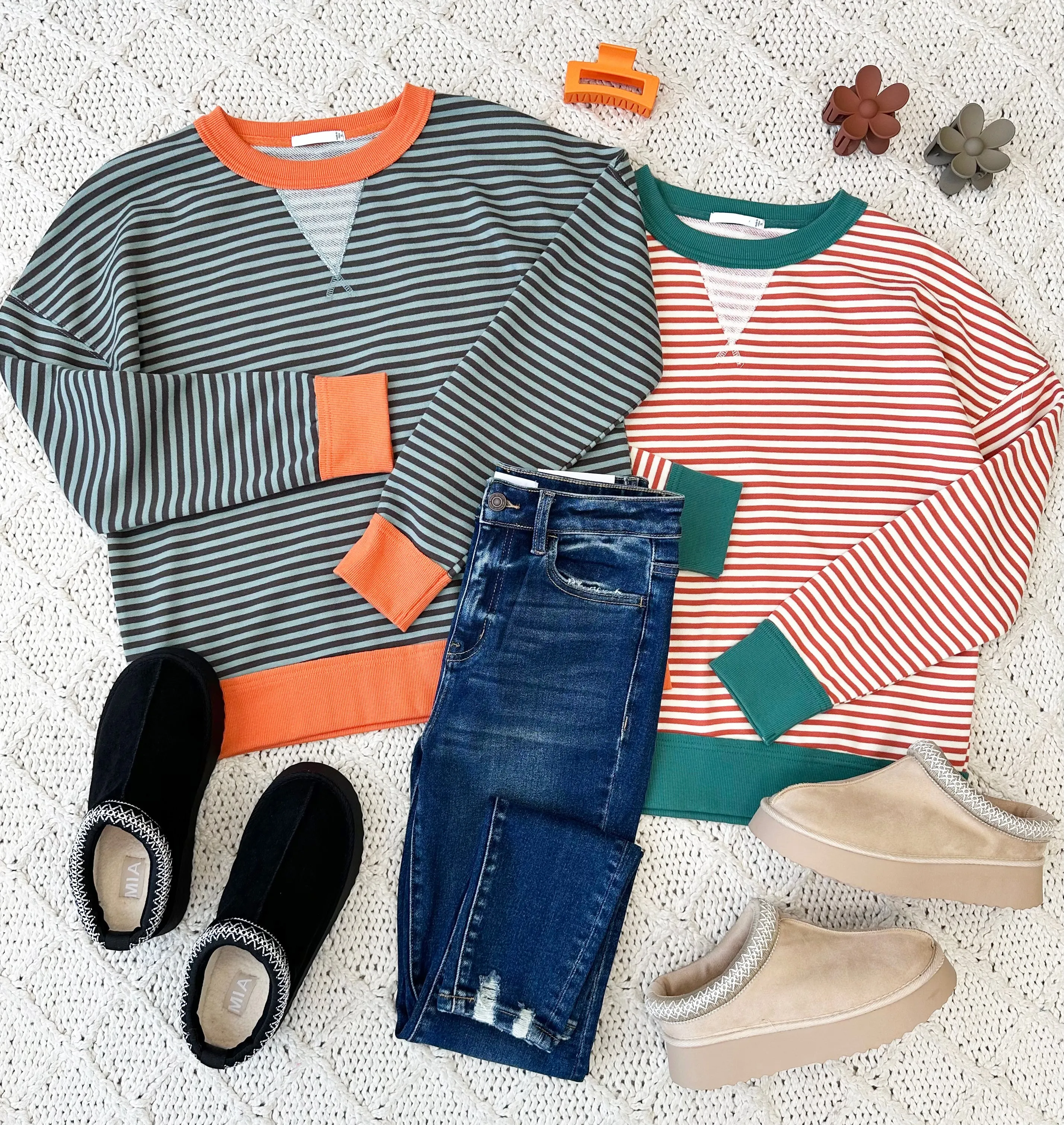 Striped Terry Pullovers - 2 Colors!