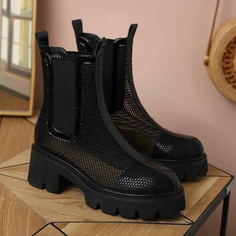 Thick Bottom Fashion Martin Boots Women's Summer New Mesh Breathable Fashion Boots Hollow out Niche Retro Sandal Boots Fashion Wholesale