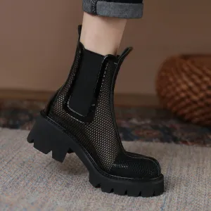 Thick Bottom Fashion Martin Boots Women's Summer New Mesh Breathable Fashion Boots Hollow out Niche Retro Sandal Boots Fashion Wholesale