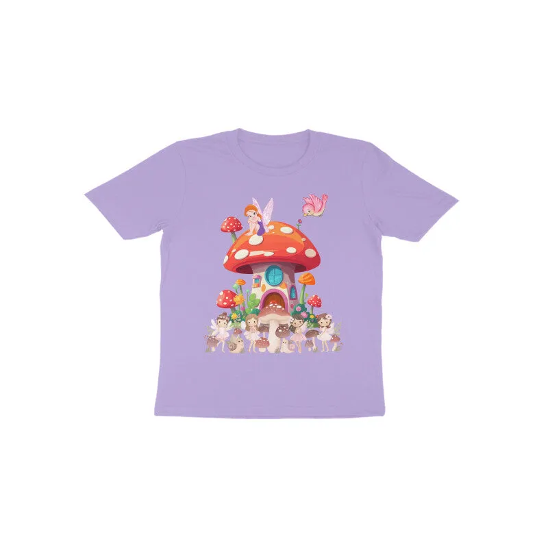 Toddler Round Neck Half Sleeves - Mushroom House T-shirt