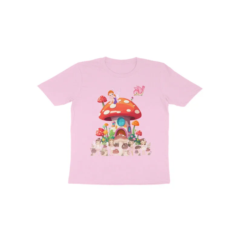 Toddler Round Neck Half Sleeves - Mushroom House T-shirt