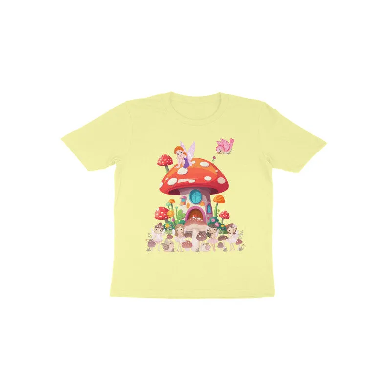 Toddler Round Neck Half Sleeves - Mushroom House T-shirt