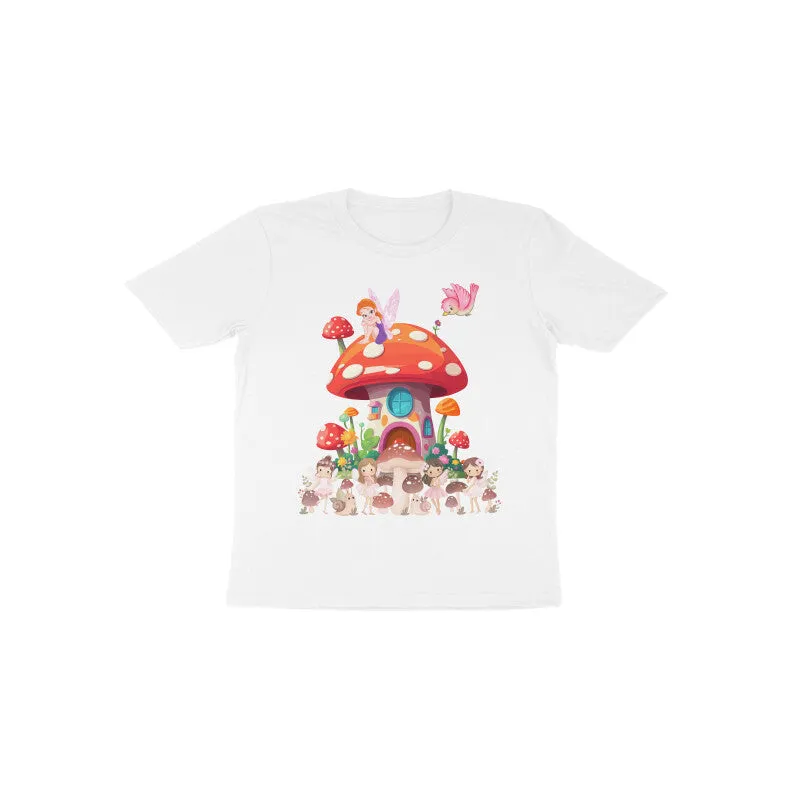 Toddler Round Neck Half Sleeves - Mushroom House T-shirt