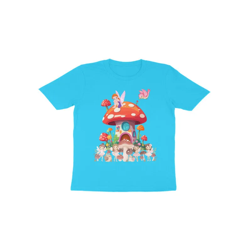 Toddler Round Neck Half Sleeves - Mushroom House T-shirt