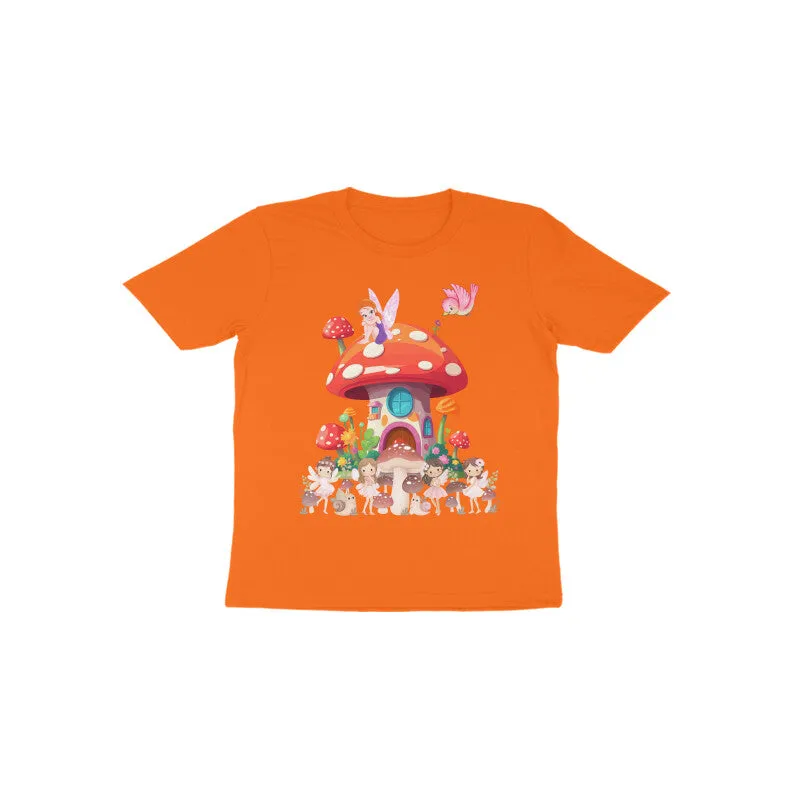 Toddler Round Neck Half Sleeves - Mushroom House T-shirt