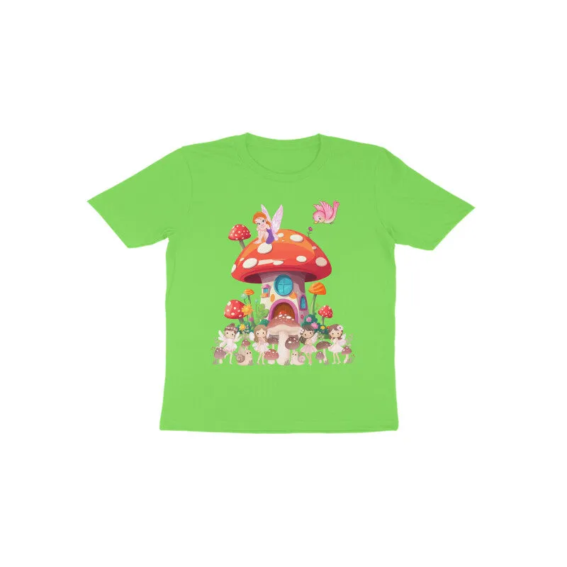 Toddler Round Neck Half Sleeves - Mushroom House T-shirt