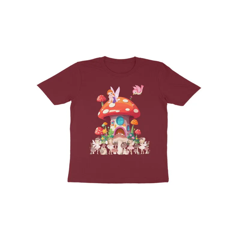 Toddler Round Neck Half Sleeves - Mushroom House T-shirt