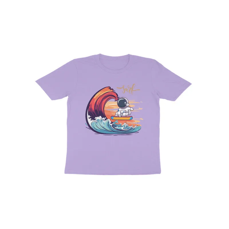 Toddlers Round Neck Half Sleeves - Astronaut Surf T-shirt