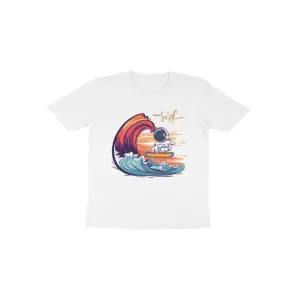 Toddlers Round Neck Half Sleeves - Astronaut Surf T-shirt