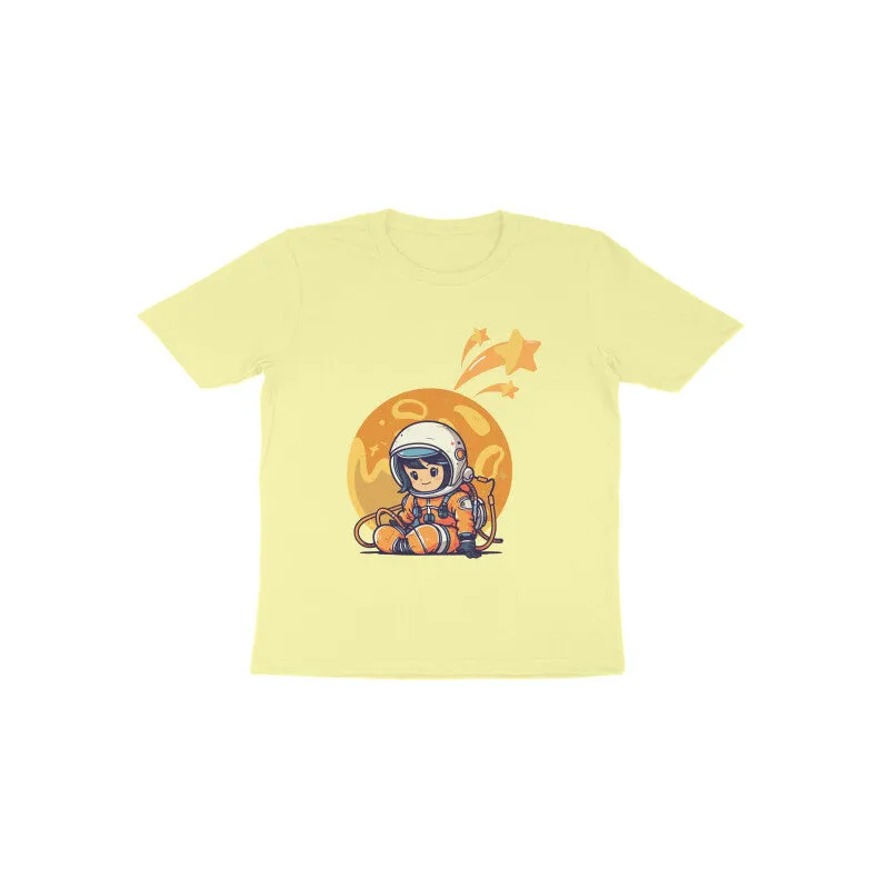 Toddlers Round Neck Half Sleeves - Cute Astronaut T-shirt