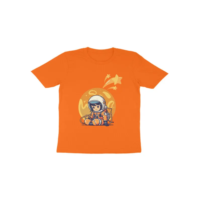 Toddlers Round Neck Half Sleeves - Cute Astronaut T-shirt