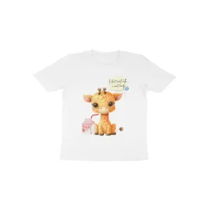 Toddlers Round Neck Half Sleeves - Playful Giraffe T-shirt