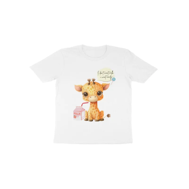 Toddlers Round Neck Half Sleeves - Playful Giraffe T-shirt