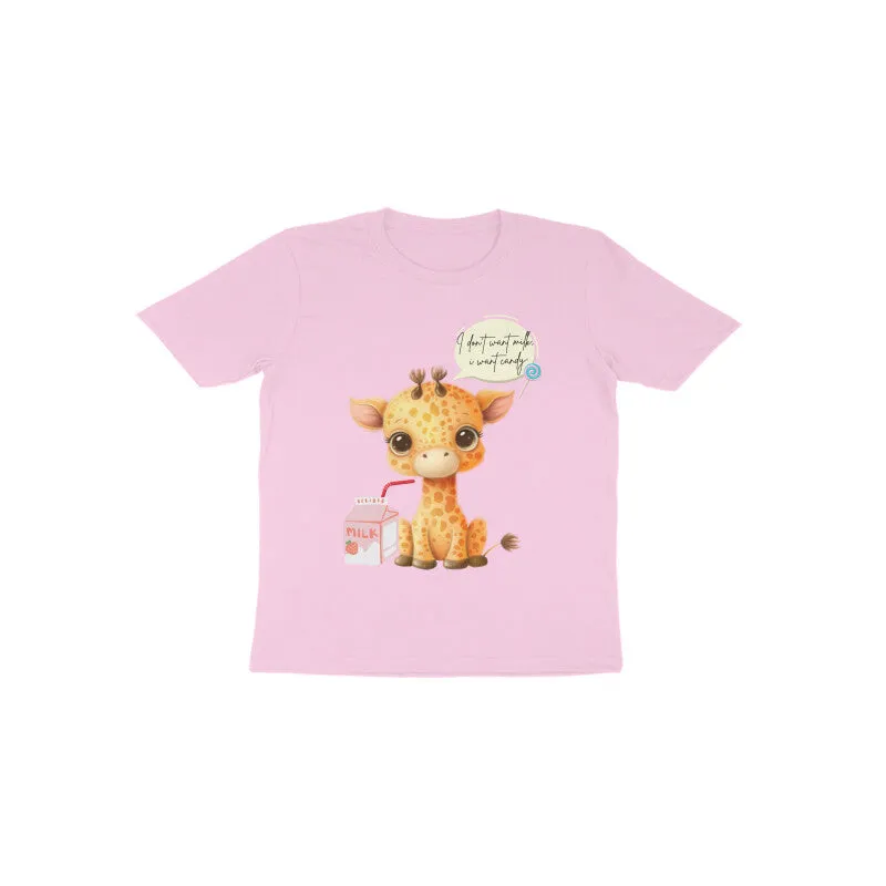 Toddlers Round Neck Half Sleeves - Playful Giraffe T-shirt