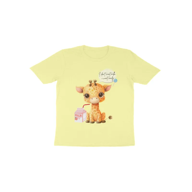 Toddlers Round Neck Half Sleeves - Playful Giraffe T-shirt