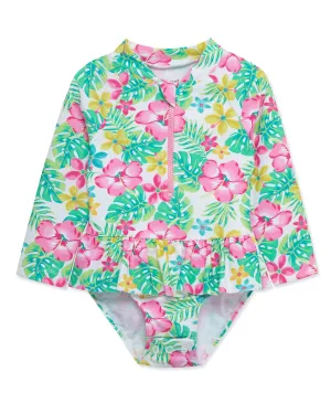 Tropical One-Piece Rashguard Swimsuit (2T-4T)