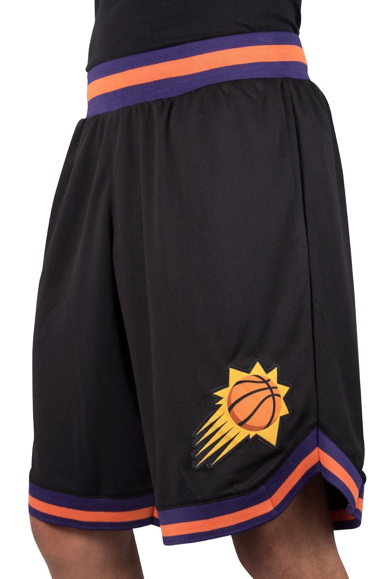 Ultra Game NBA Official Men’s Active Knit Basketball Training Shorts - Unisex, Phoenix Suns, Black|Phoenix Suns