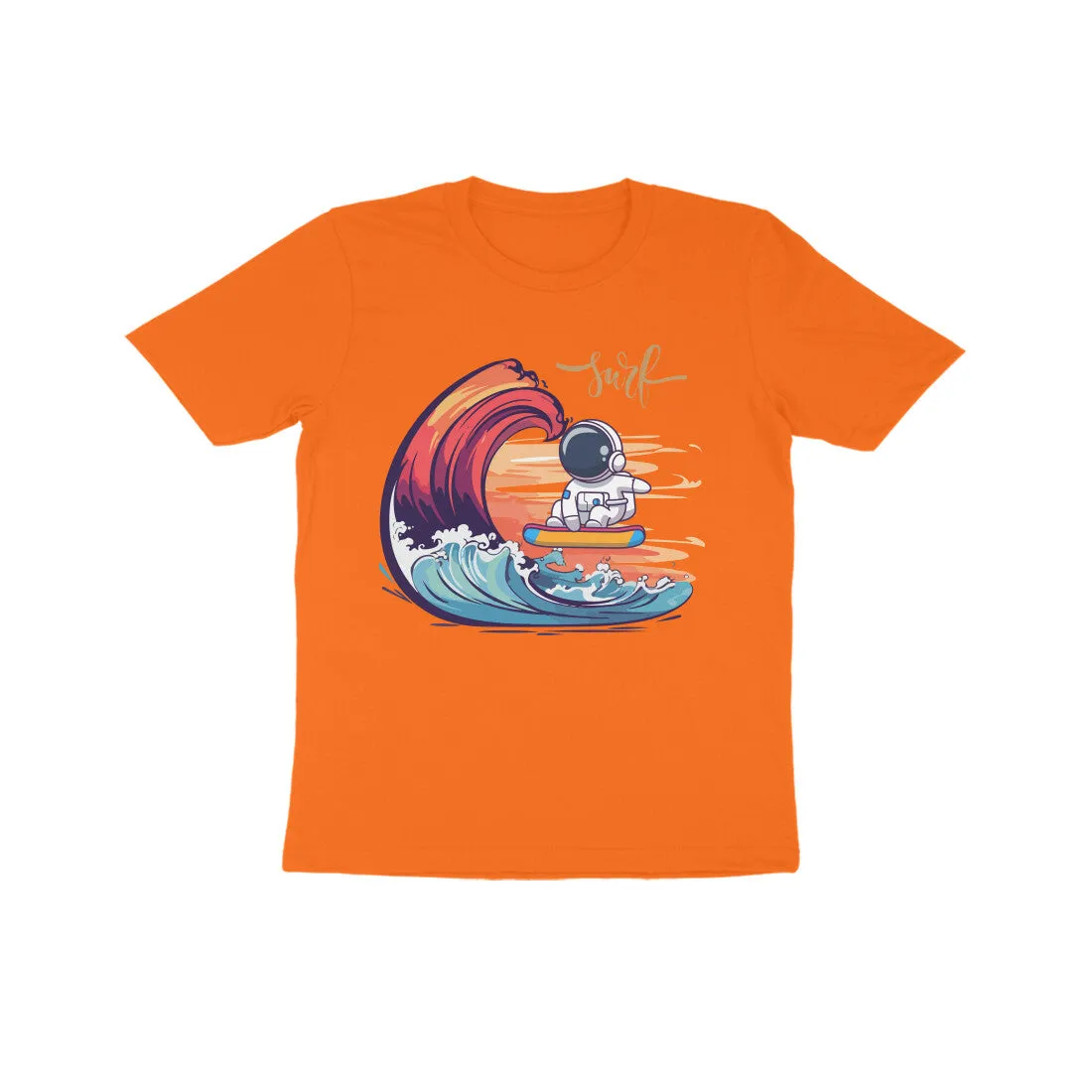 Unisex Kids Round Neck Half Sleeve - Astronaut Surf T-shirt