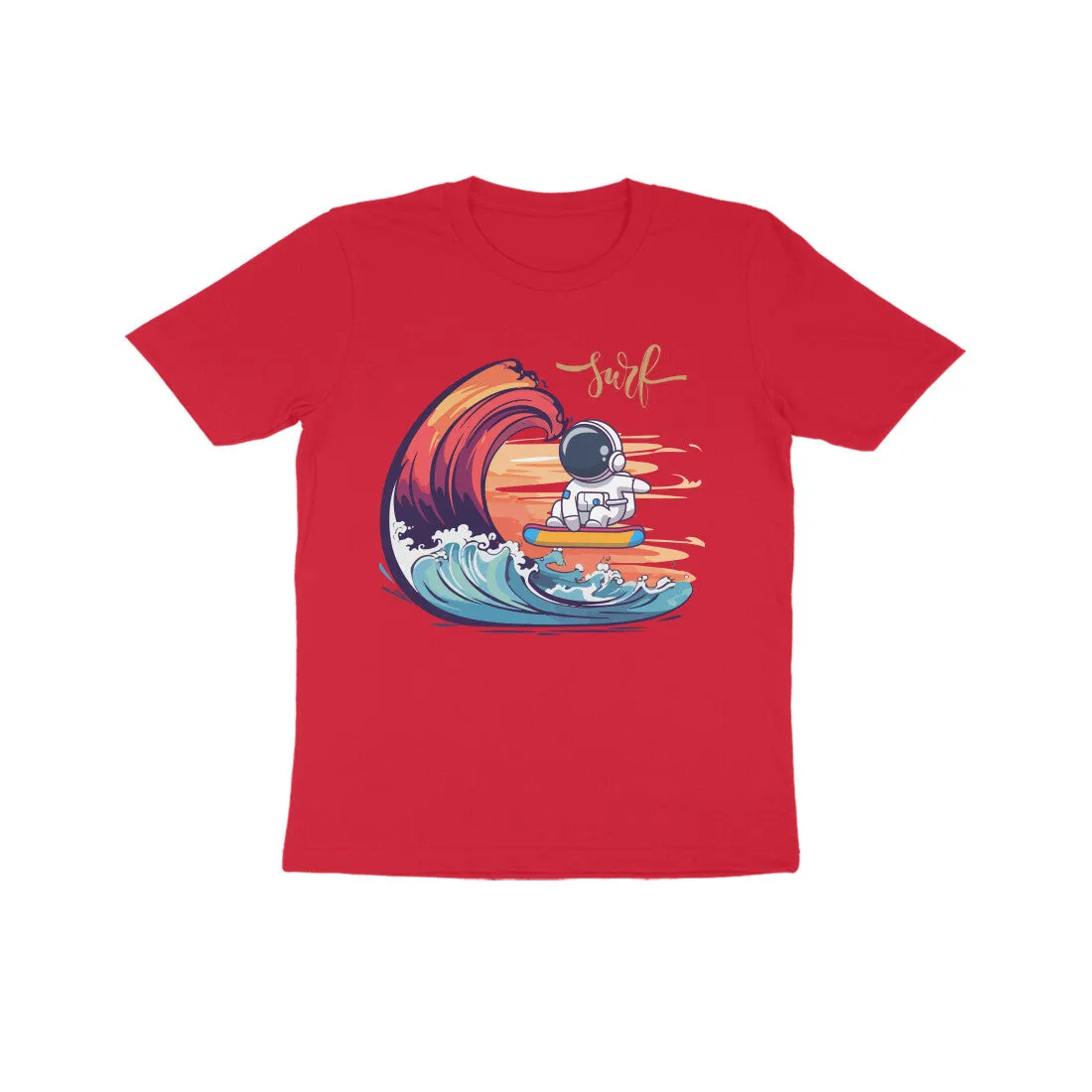 Unisex Kids Round Neck Half Sleeve - Astronaut Surf T-shirt