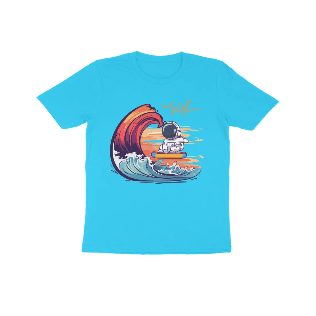 Unisex Kids Round Neck Half Sleeve - Astronaut Surf T-shirt