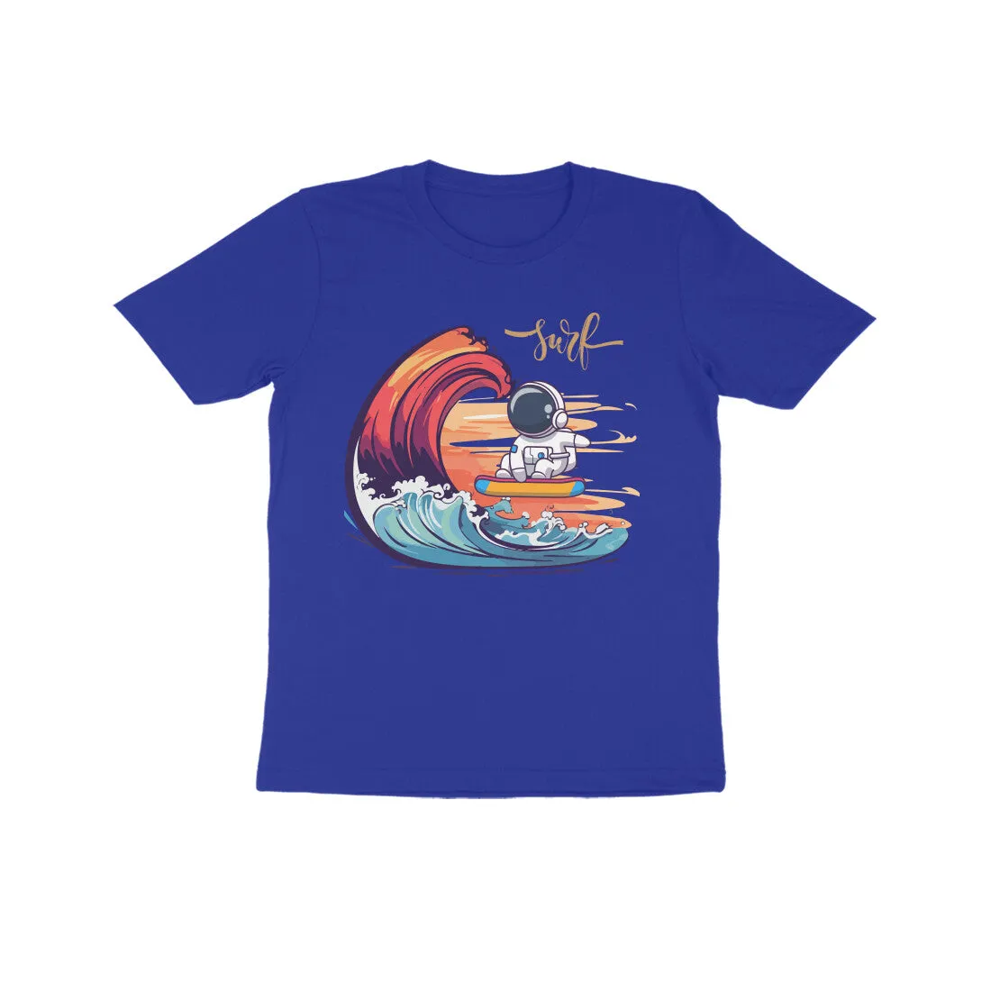 Unisex Kids Round Neck Half Sleeve - Astronaut Surf T-shirt