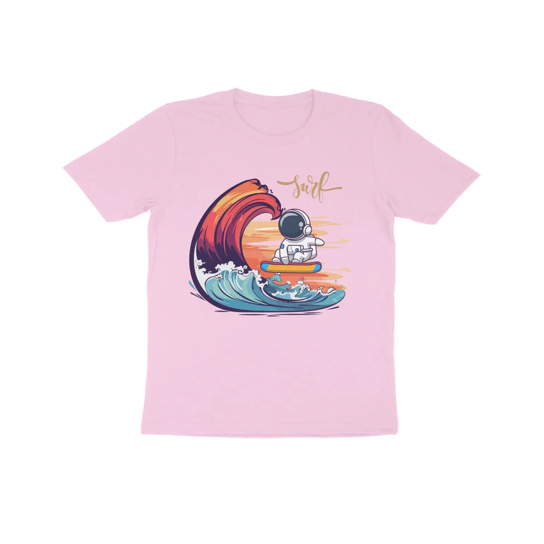 Unisex Kids Round Neck Half Sleeve - Astronaut Surf T-shirt