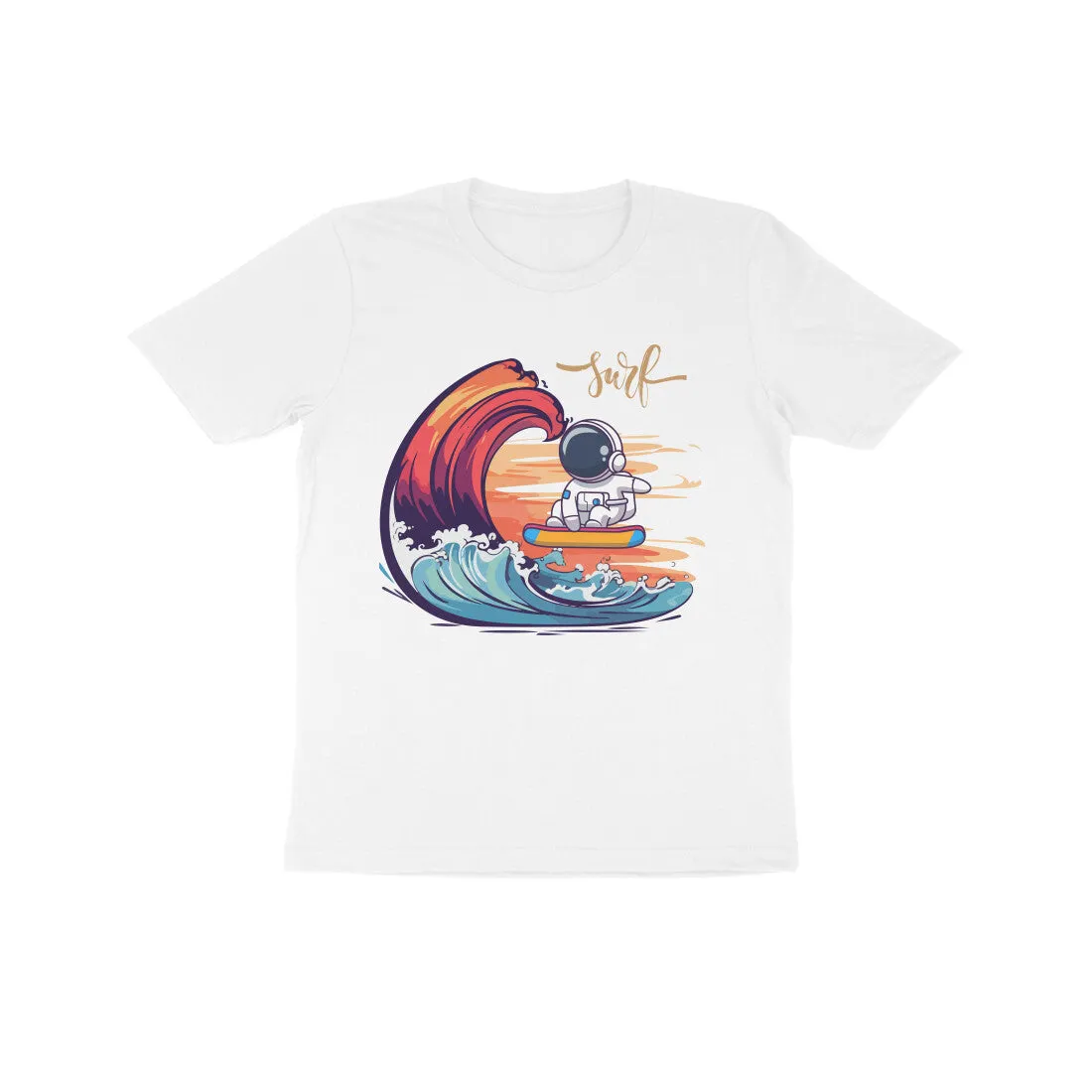 Unisex Kids Round Neck Half Sleeve - Astronaut Surf T-shirt