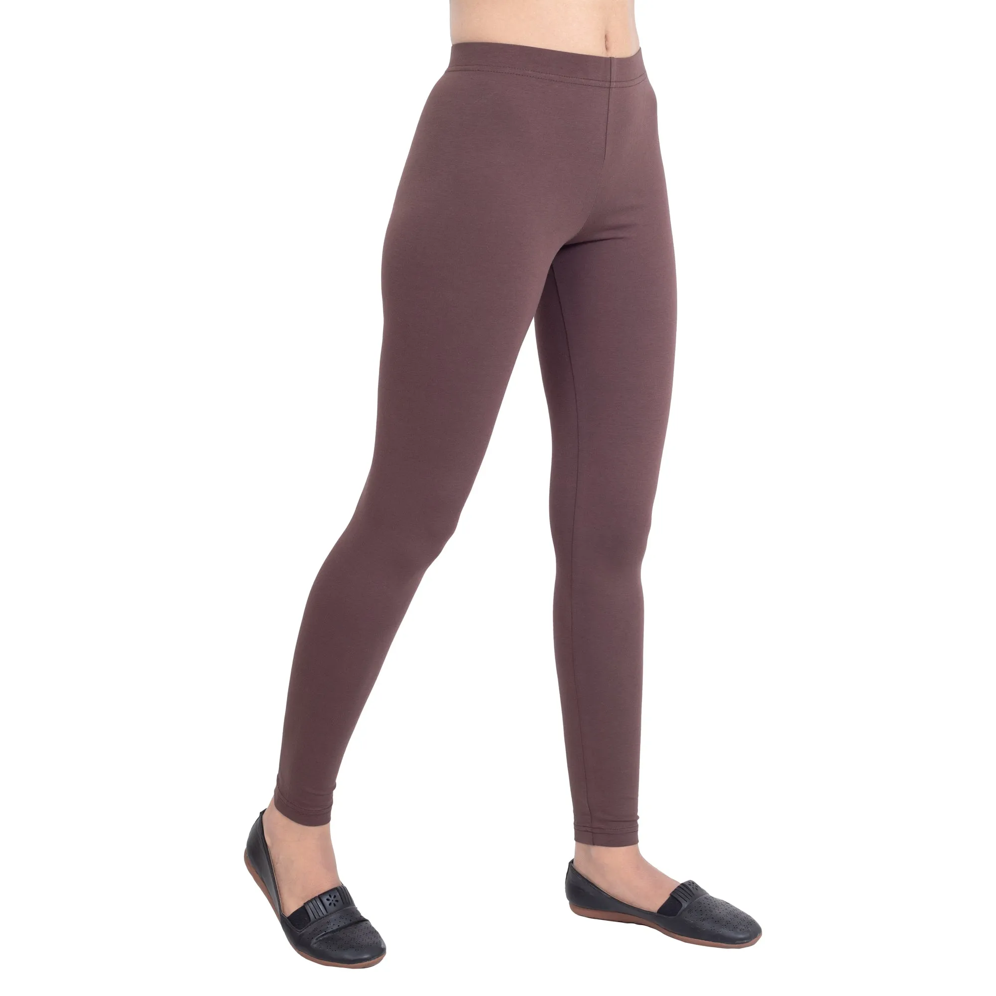 Women Dark Brown Breathable Long Length Legging