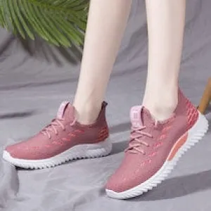 Women's Sneakers - Round Toe, Anti-Slip, Lace-Up, Practical - حذاء رياضي نسائي - بقصة مستديرة من الأمام، ورباط للإغلاق، مضاد للإنزلاق، بتصميم عملي