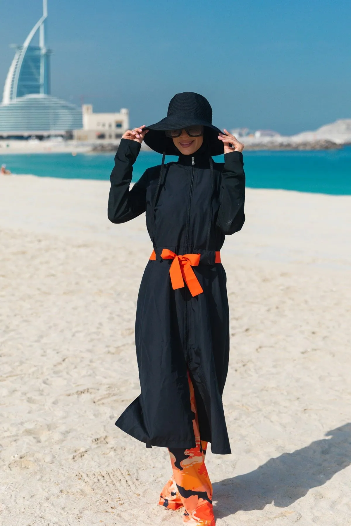 Woven Black Burkini Modest Swimwear M2311